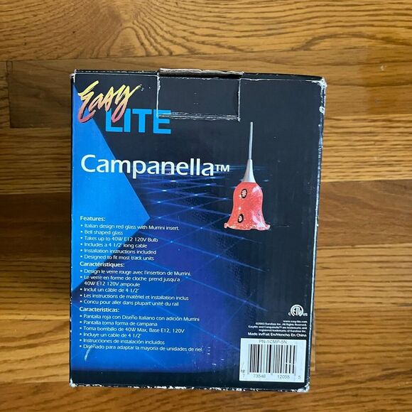 Easylite Campanella Pendant Light - Red - Italian Design w/ Murrini Insert - NEW - Picture 3 of 10